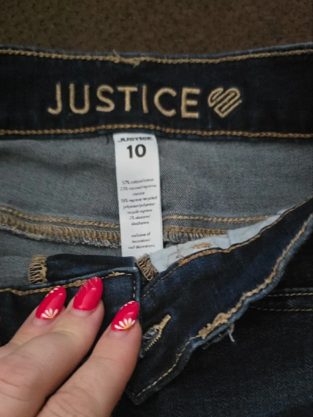 JUSTICE: Dark Blue Distressed Girls Jeans